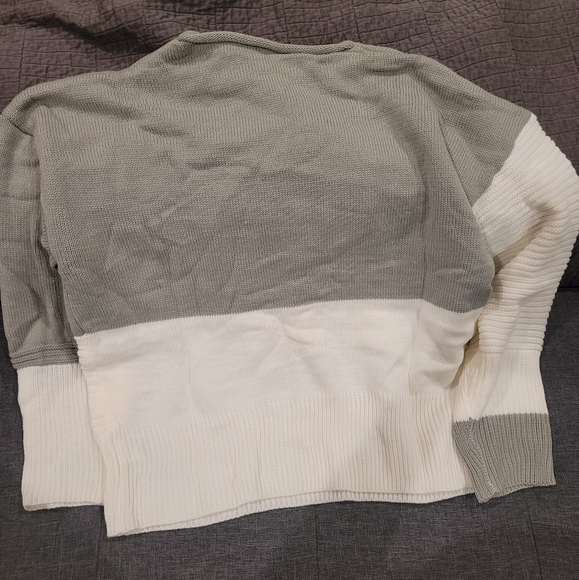 Sweater Color Block Crew Neck Sweater, Drop Shoulder Elegant Long Sleeve - Picture 2 of 6